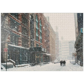 Darstellung des Puzzle-Motivs Eine Straße in New York City bei einem Schneesturm – Puzzleteile: 1000