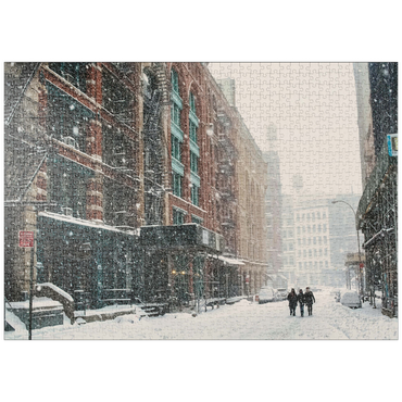 puzzleplate Eine Straße in New York City bei einem Schneesturm 1000 Puzzle