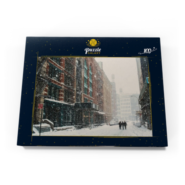 Eine Straße in New York City bei einem Schneesturm 100 Puzzle Schachtel Ansicht3