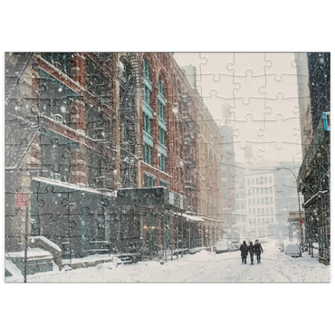puzzleplate Eine Straße in New York City bei einem Schneesturm 100 Puzzle