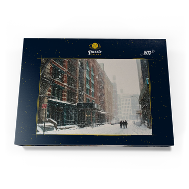 Eine Straße in New York City bei einem Schneesturm 500 Puzzle Schachtel Ansicht3