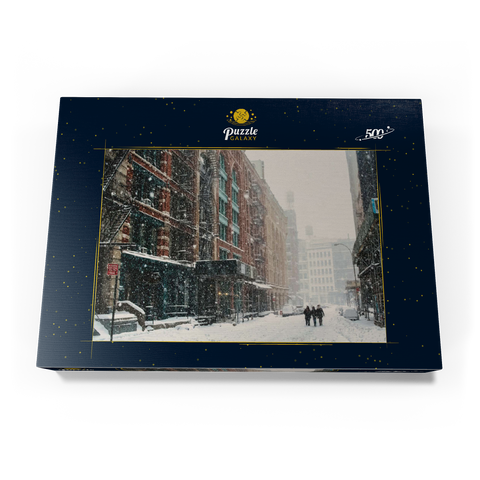 Eine Straße in New York City bei einem Schneesturm 500 Puzzle Schachtel Ansicht3