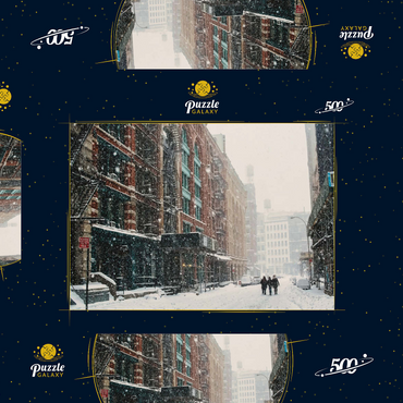 Eine Straße in New York City bei einem Schneesturm 500 Puzzle Schachtel 3D Modell