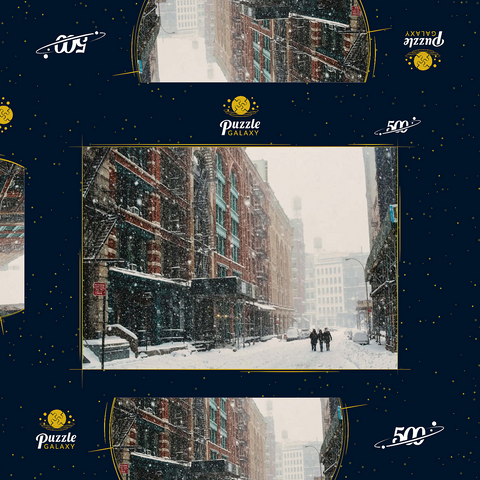 Eine Straße in New York City bei einem Schneesturm 500 Puzzle Schachtel 3D Modell