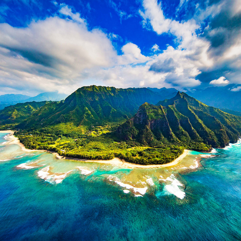 Luftaufnahme auf Na Pali Küste, Kauai, Hawaii 1000 Puzzle 3D Modell