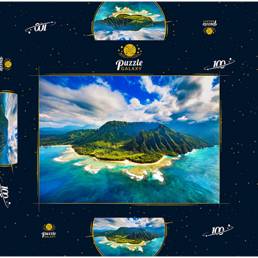 Luftaufnahme auf Na Pali Küste, Kauai, Hawaii 100 Puzzle Schachtel 3D Modell