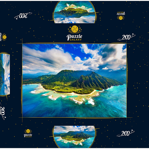Luftaufnahme auf Na Pali Küste, Kauai, Hawaii 200 Puzzle Schachtel 3D Modell