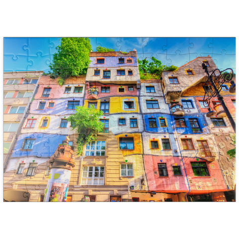 puzzleplate Hundertwasserhaus in Wien, Österreich 100 Puzzle