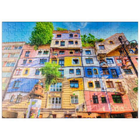 puzzleplate Hundertwasserhaus in Wien, Österreich 200 Puzzle