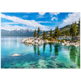 Darstellung des Puzzle-Motivs Das wunderschöne kristallklare Wasser des Lake-Tahoe – Puzzleteile: 1000