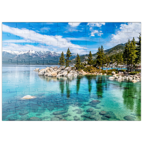 Darstellung des Puzzle-Motivs Das wunderschöne kristallklare Wasser des Lake-Tahoe – Puzzleteile: 100