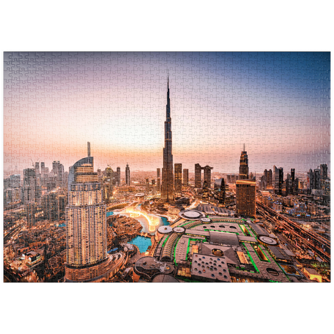 puzzleplate Skyline von Dubai bei Nacht 1000 Puzzle