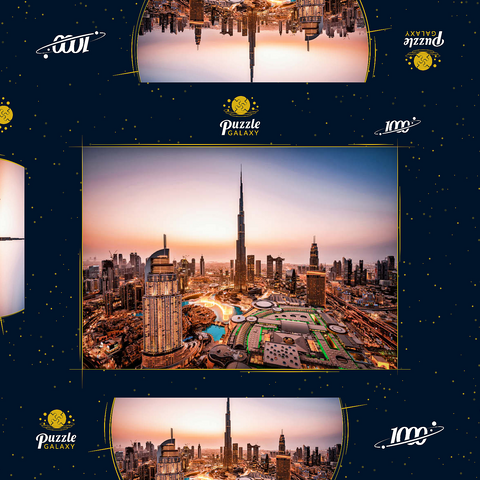 Skyline von Dubai bei Nacht 1000 Puzzle Schachtel 3D Modell