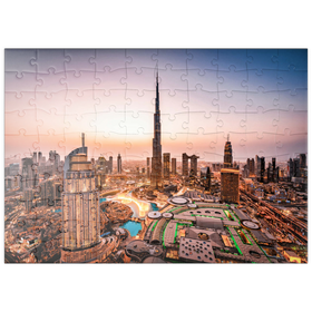 Darstellung des Puzzle-Motivs Skyline von Dubai am Morgen – Puzzleteile: 100