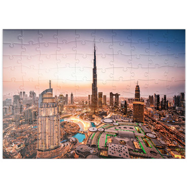 puzzleplate Skyline von Dubai bei Nacht 100 Puzzle