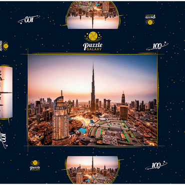 Skyline von Dubai bei Nacht 100 Puzzle Schachtel 3D Modell