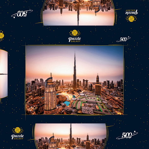 Skyline von Dubai bei Nacht 500 Puzzle Schachtel 3D Modell