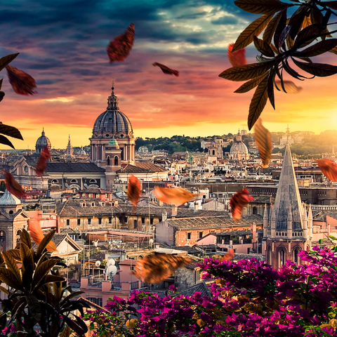 Schöner Sonnenuntergang über der Stadt Rom am Abend 1000 Puzzle 3D Modell