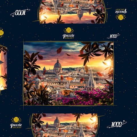 Schöner Sonnenuntergang über der Stadt Rom am Abend 1000 Puzzle Schachtel 3D Modell