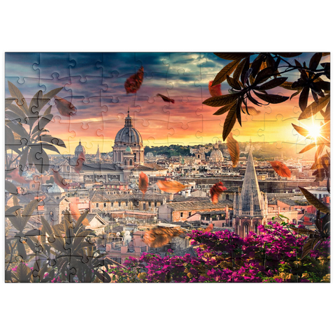 puzzleplate Schöner Sonnenuntergang über der Stadt Rom am Abend 100 Puzzle