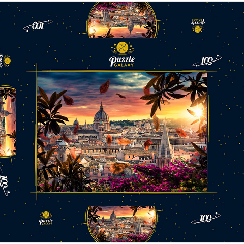 Schöner Sonnenuntergang über der Stadt Rom am Abend 100 Puzzle Schachtel 3D Modell
