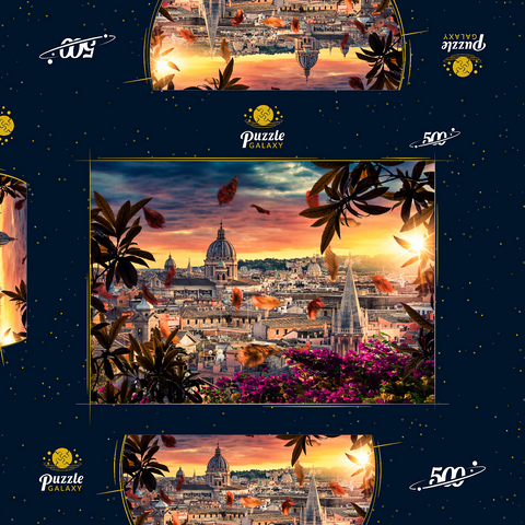 Schöner Sonnenuntergang über der Stadt Rom am Abend 500 Puzzle Schachtel 3D Modell