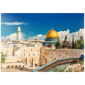 Darstellung des Puzzle-Motivs Westliche Mauer und Kuppel des Felsendom in der alten Stadt Jerusalem, Israel – Puzzleteile: 1000