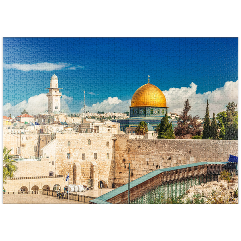 puzzleplate Westliche Mauer und Kuppel des Felsendom in der alten Stadt Jerusalem, Israel. 1000 Puzzle