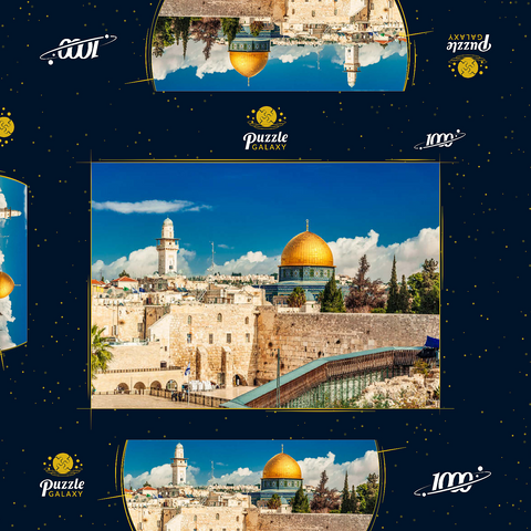Westliche Mauer und Kuppel des Felsendom in der alten Stadt Jerusalem, Israel. 1000 Puzzle Schachtel 3D Modell