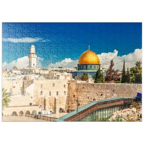 puzzleplate Westliche Mauer und Kuppel des Felsendom in der alten Stadt Jerusalem, Israel. 200 Puzzle