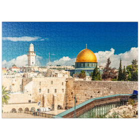 Darstellung des Puzzle-Motivs Westliche Mauer und Kuppel des Felsendom in der alten Stadt Jerusalem, Israel – Puzzleteile: 500