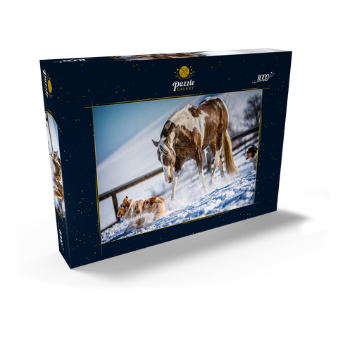 American Paint Horse auf Schnee 1000 Puzzle Schachtel Ansicht2