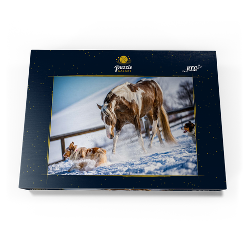 American Paint Horse auf Schnee 1000 Puzzle Schachtel Ansicht3