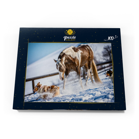 American Paint Horse auf Schnee 100 Puzzle Schachtel Ansicht3