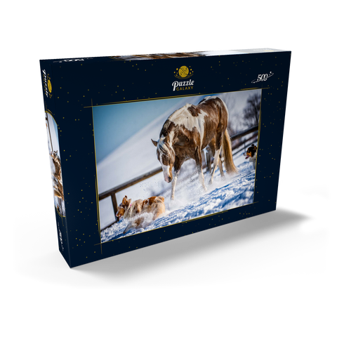 American Paint Horse auf Schnee 500 Puzzle Schachtel Ansicht2