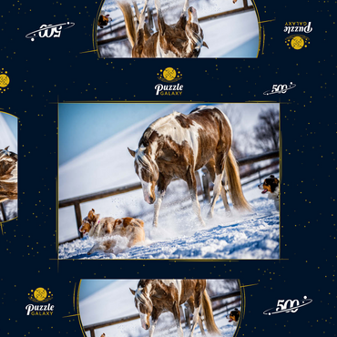 American Paint Horse auf Schnee 500 Puzzle Schachtel 3D Modell