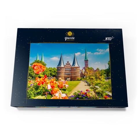 Lübeck mit dem berühmten Holstentor-Stadttor, Schleswig-Holstein, Deutschland 1000 Puzzle Schachtel Ansicht3
