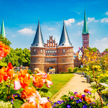 Lübeck mit dem berühmten Holstentor-Stadttor, Schleswig-Holstein, Deutschland 1000 Puzzle 3D Modell