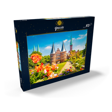 Lübeck mit dem berühmten Holstentor-Stadttor, Schleswig-Holstein, Deutschland 100 Puzzle Schachtel Ansicht2