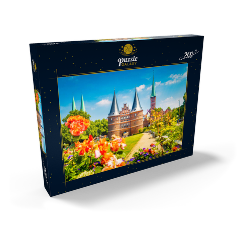 Lübeck mit dem berühmten Holstentor-Stadttor, Schleswig-Holstein, Deutschland 200 Puzzle Schachtel Ansicht2