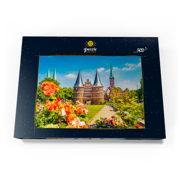 Lübeck mit dem berühmten Holstentor-Stadttor, Schleswig-Holstein, Deutschland 500 Puzzle Schachtel Ansicht3