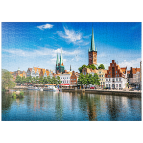 Darstellung des Puzzle-Motivs Lübeck mit der berühmten Marienkirche, Schleswig-Holstein, Deutschland – Puzzleteile: 1000