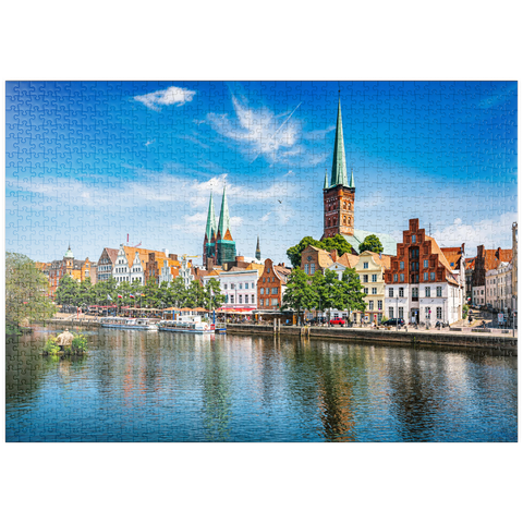 puzzleplate Lübeck mit der berühmten Marienkirche, Schleswig-Holstein, Deutschland 1000 Puzzle