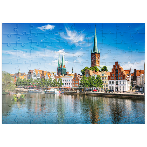 puzzleplate Lübeck mit der berühmten Marienkirche, Schleswig-Holstein, Deutschland 100 Puzzle