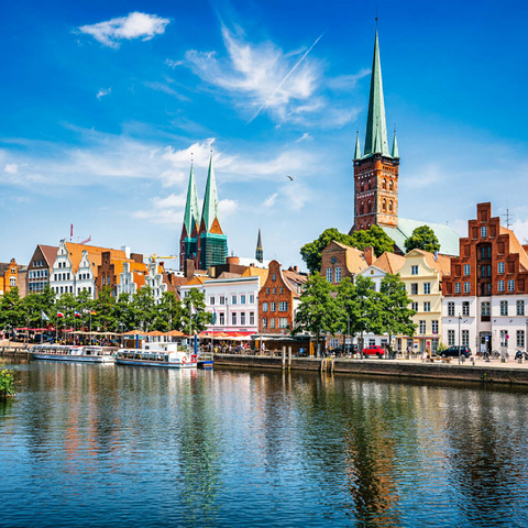 Lübeck mit der berühmten Marienkirche, Schleswig-Holstein, Deutschland 100 Puzzle 3D Modell