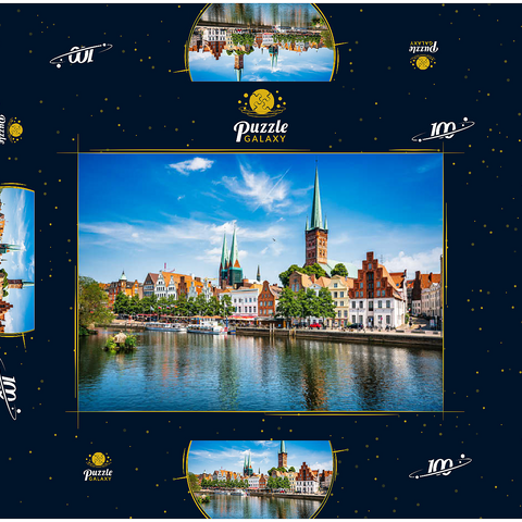 Lübeck mit der berühmten Marienkirche, Schleswig-Holstein, Deutschland 100 Puzzle Schachtel 3D Modell