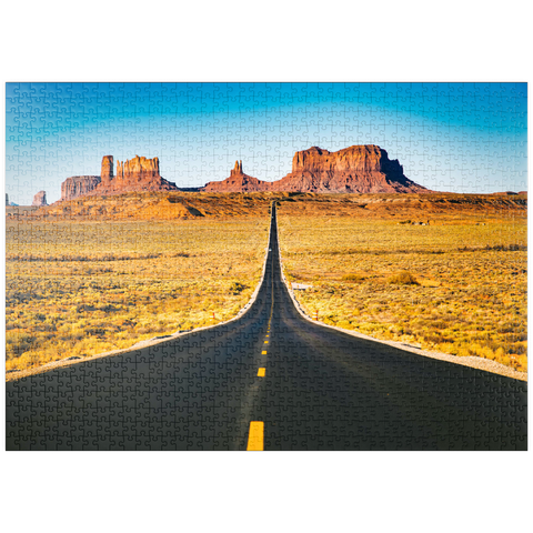 puzzleplate U.S. Route 163, die durch das berühmte Monument Valley führt, Utah, USA 1000 Puzzle