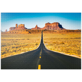 Darstellung des Puzzle Motivs U.S. Route 163, die durch das berühmte Monument Valley führt, Utah, USA - Puzzleteile: 1000