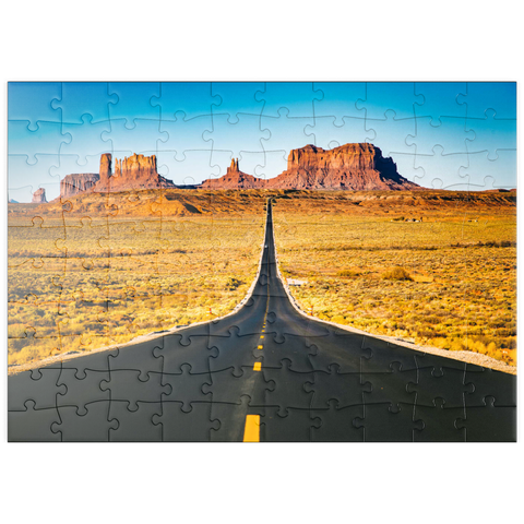 puzzleplate U.S. Route 163, die durch das berühmte Monument Valley führt, Utah, USA 100 Puzzle