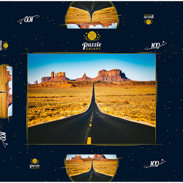 U.S. Route 163, die durch das berühmte Monument Valley führt, Utah, USA 100 Puzzle Schachtel 3D Modell